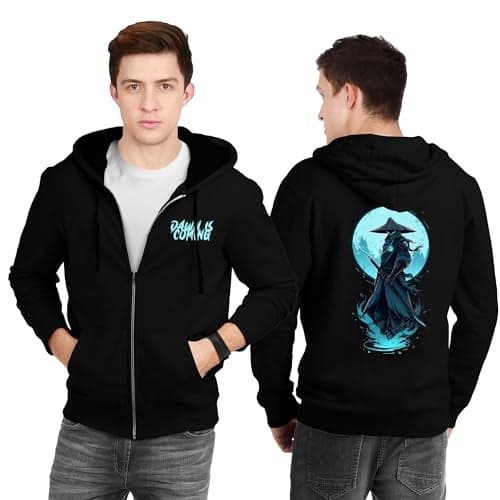 fanideaz Mens Zipper Hoodie Neck Printed_3033BK_L