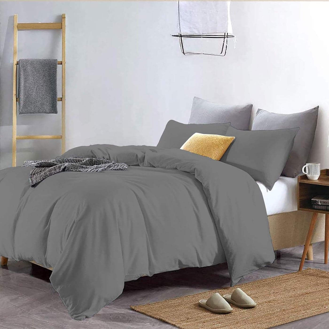 YRM Beddings Duvet Covers 100 Microfiber 3Piece Duvet Cover Set Ultra Soft with Zipper Closure Duvet Cover91X101 Inches and 2 Pillow Cover 18X28 Inches Double Bed SizeDark Grey