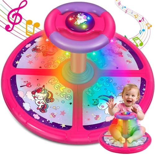 Sumapner Unicorn Sit and Spin Toys for Toddlers Extra Large Size Christmas Birthday Gift for Kids Boys Girls with Music LED Lights 360Spinning Seat Sensory Toys Stocking Stuffers