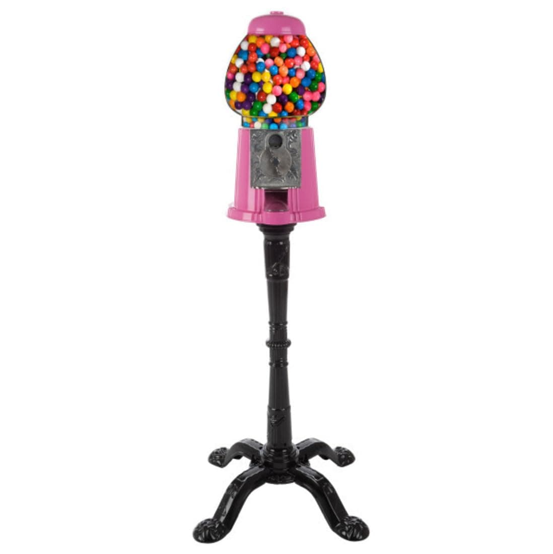 15 Gumball Machine with Stand and Coin Bank Bubble Gum Machine Candy Dispenser with Glass Globe and Metal Base Vintage Style Gum Ball Vending Dispenser by Great Northern Popcorn Pink