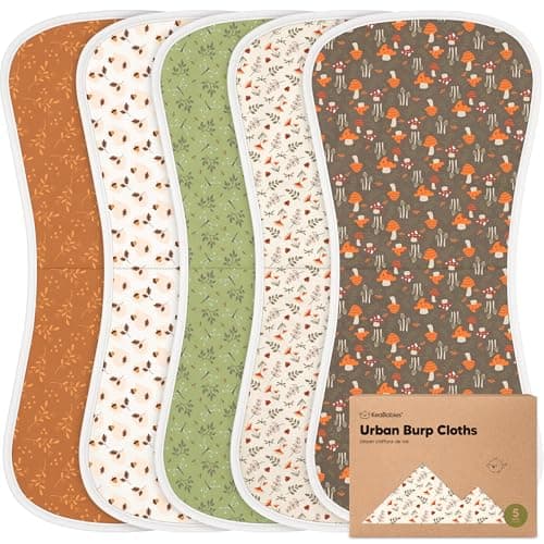 Organic Burp Cloths Baby Boy Girl 5Pack Super Absorbent Cotton Burping Cloths for Babies Soft Plush Newborn Spit Up Rags Infant Towels for Milk Spit Up Unisex Large 21 x 10 Fall Spores