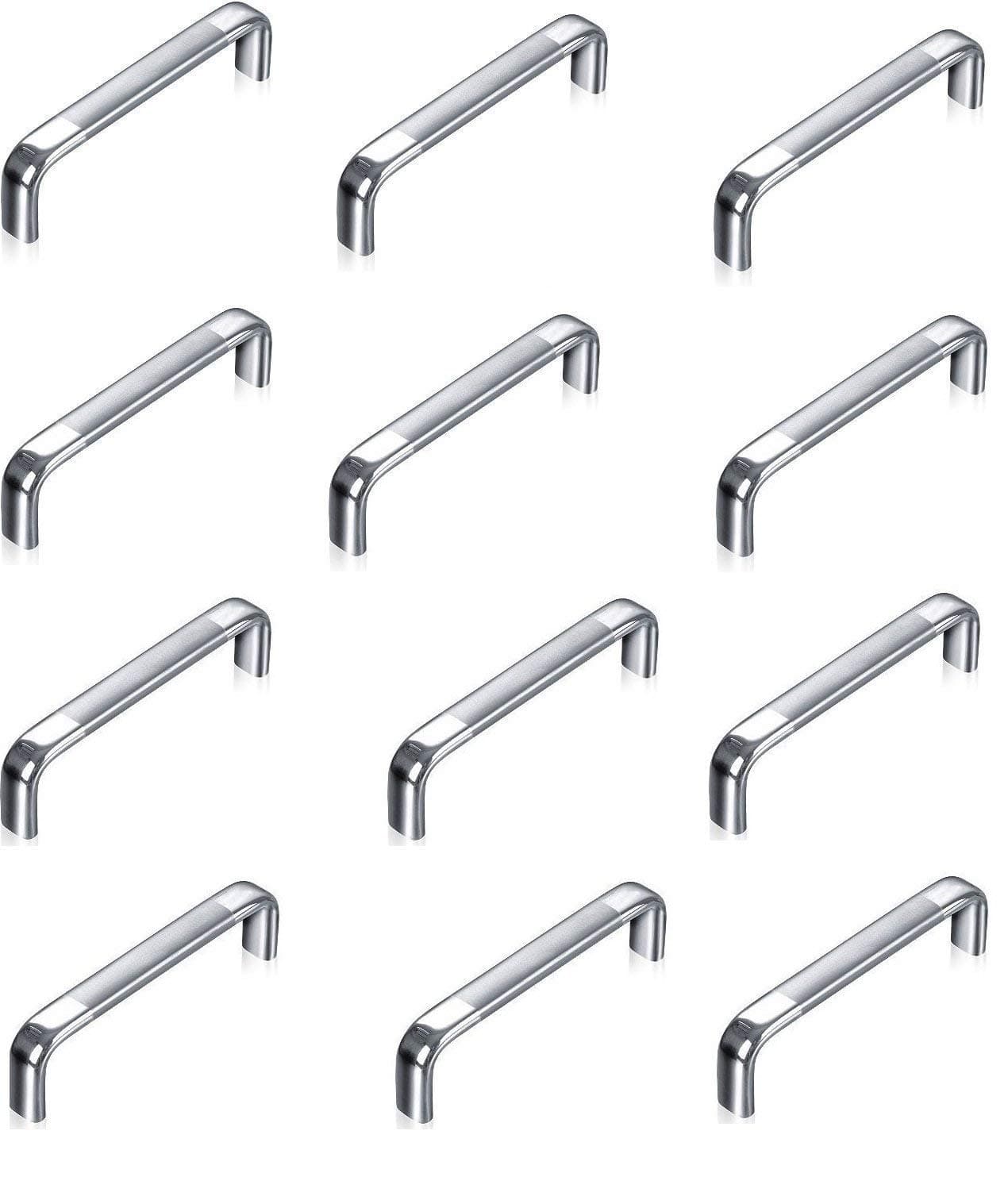HOMEPRODUCTS4U Stainless Steel Oval D Door Drawer Or Cabinet Pull Handle 8 Inch Chrome Finish Pack Of 12