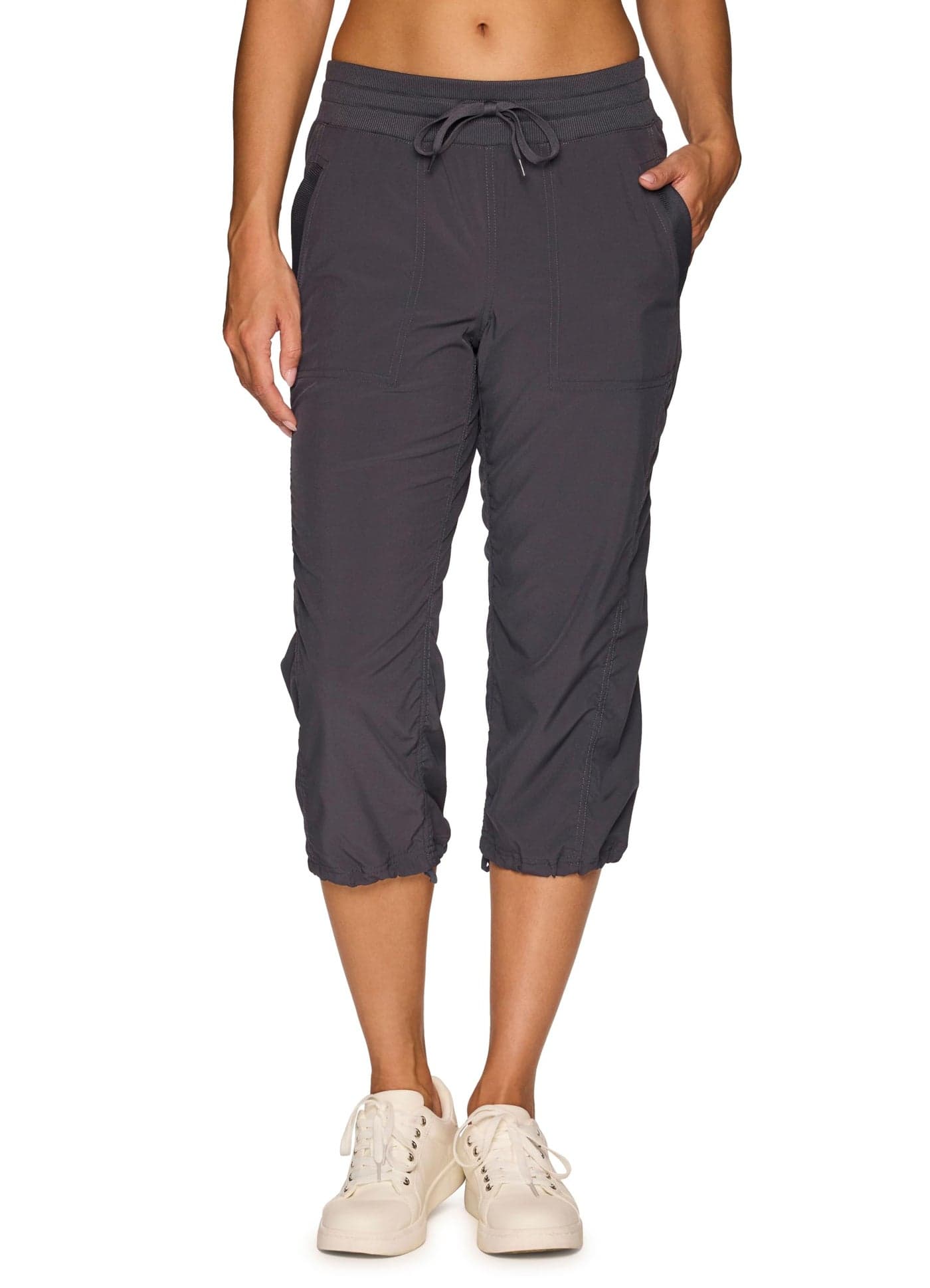 RBX Active Women's Lightweight Capri Pant Drawstring Joggers for Women Charcoal S21 M