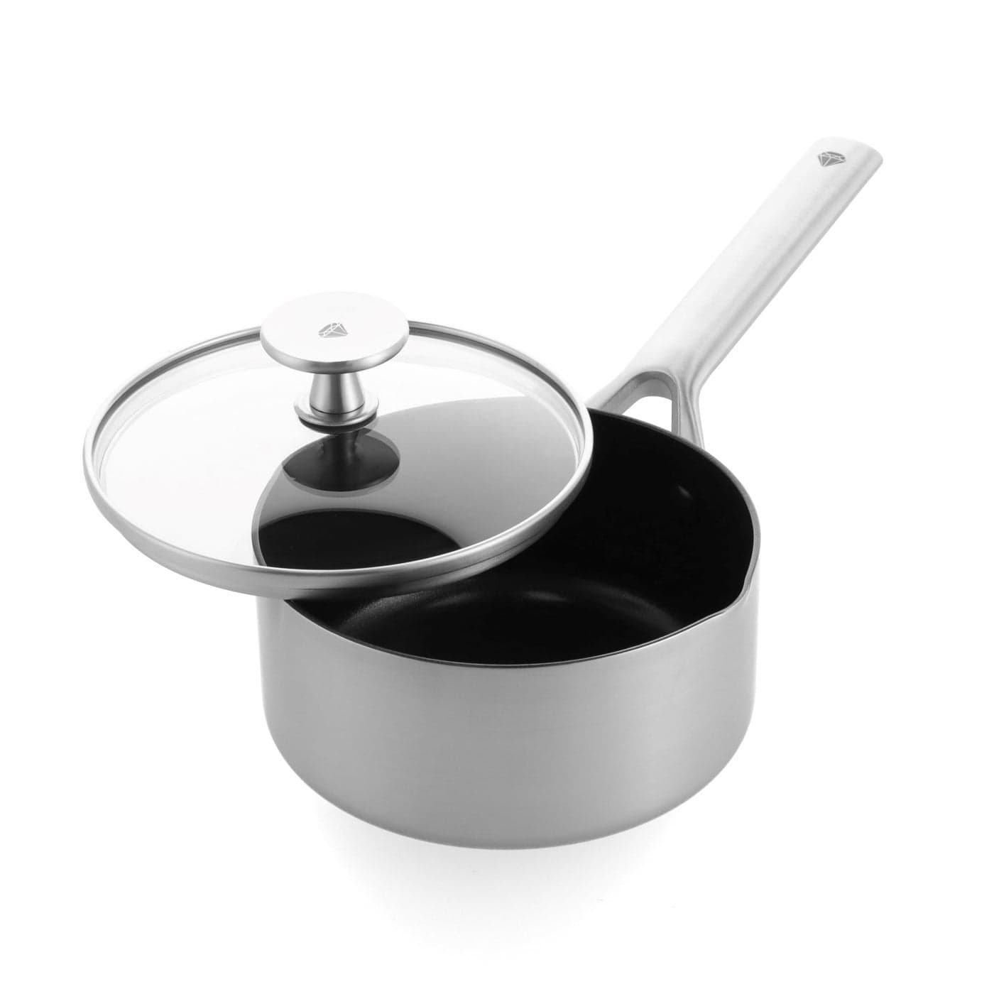 Blue Diamond Cookware TriPly Stainless Steel Ceramic Nonstick 16 QT Saucepan Pot with Lid PFASFree Multi Clad Induction Dishwasher Safe Oven Safe Silver