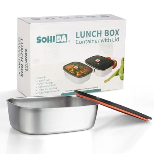 SOHIDA 1.5L Stainless Steel Inner Container with Lid – Single Compartment, Removable, Dishwasher Safe, Compatible with 1.5L Electric Heated Lunch Box, Easy to Clean