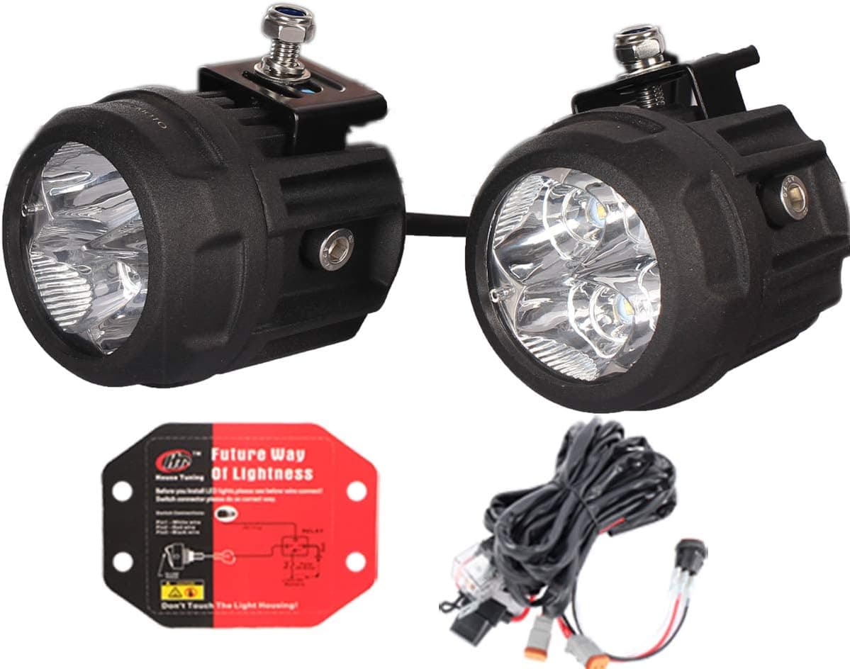 HOUSE TUNING LED Spot Light 80W Kit - 3 Inch Round LED Accessory Lights with Wiring Harness for UTV, ATV, Motorcycle, Jeep, Trucks, and Cars
