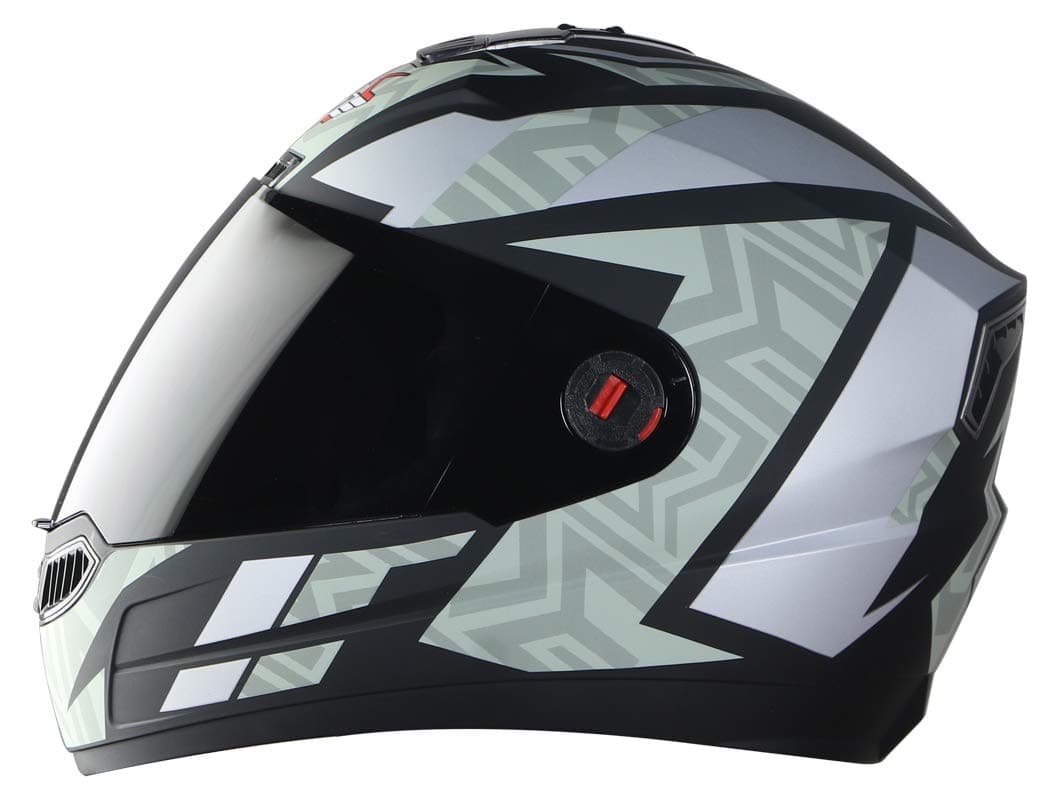 Steelbird SBA-1 Cesar ISI Certified Full Face Graphic Helmet (Large 600 MM, Matt Black Military Green with Smoke Visor)