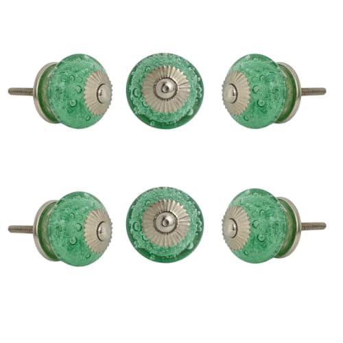 Perilla Home Set of 6 Crystal Bubble Glass Knob for Kitchen Cabinets Crystal Glass Handles and Pull Knob for Dresser Drawer Living Room Kitchen Bathroom Closet Cupboard Furniture