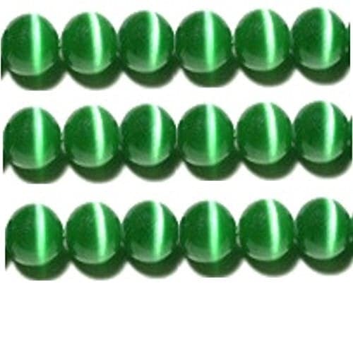 10mm, 8mm & 6mm Cat's Eye Bead Strands Grade A Fiber Optic, 32 Colors to Choose from (6mm, Green)