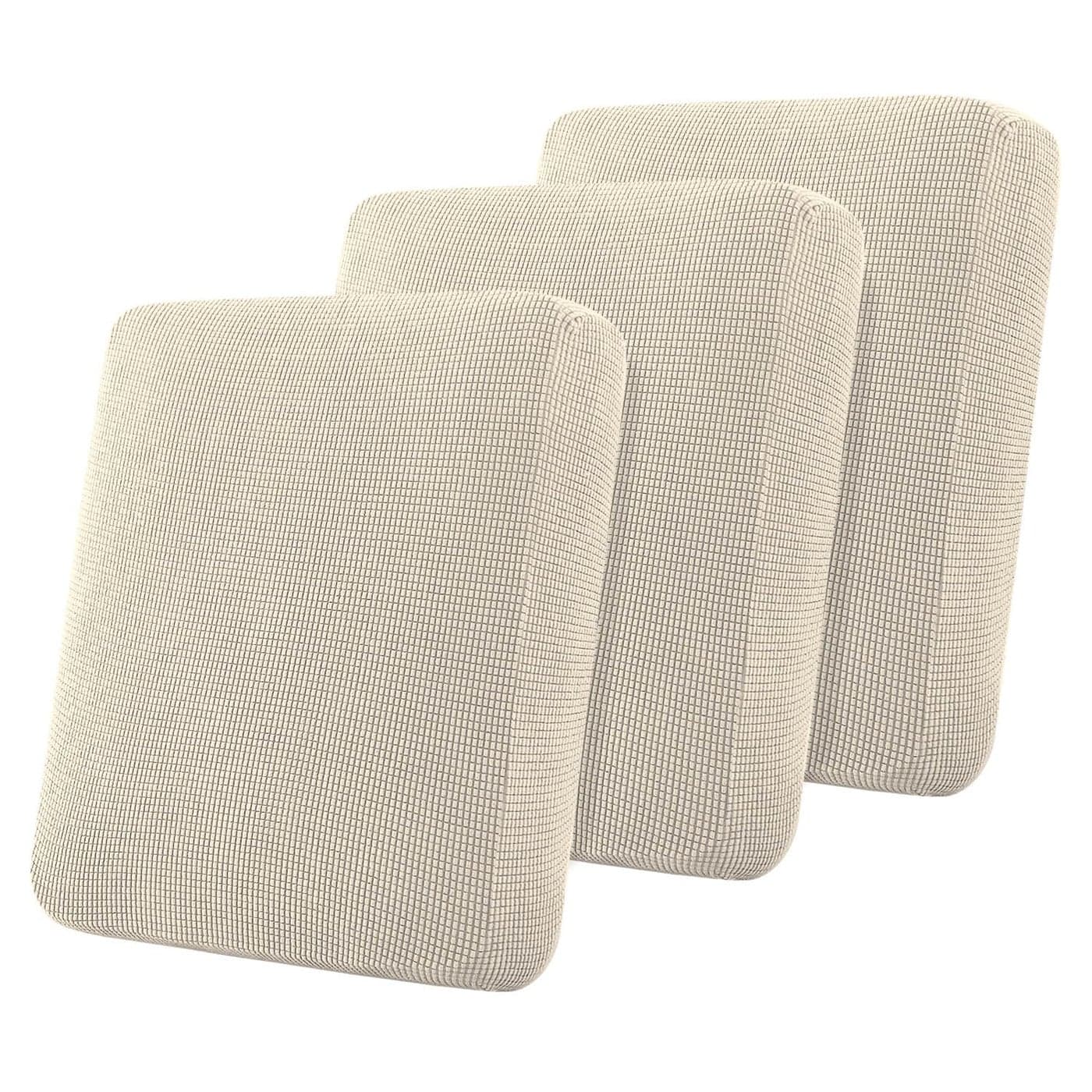 Flamingo P Stretch Seat Cushion Cover Sofa Cushion Furniture Protector for Sofa Seat Sofa Slipcover Sofa Cover with Elastic Bottom 3 Seat Cushion Cover Biscotti Beige