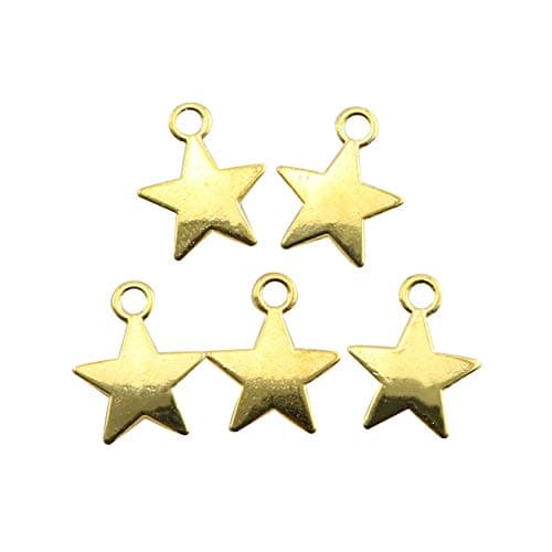JCBIZ 60pcs Five-pointed Star DIY Pendant Accessories for Jewelry Making and Crafting Gold