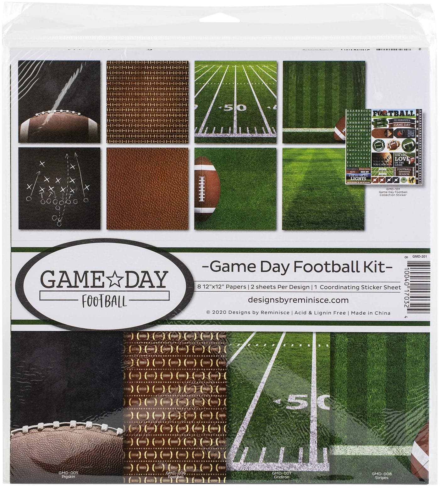 Reminisce Game Day Football Scrapbook Collection Kit Paper Crafts Multi Color Palette 12x12 inches
