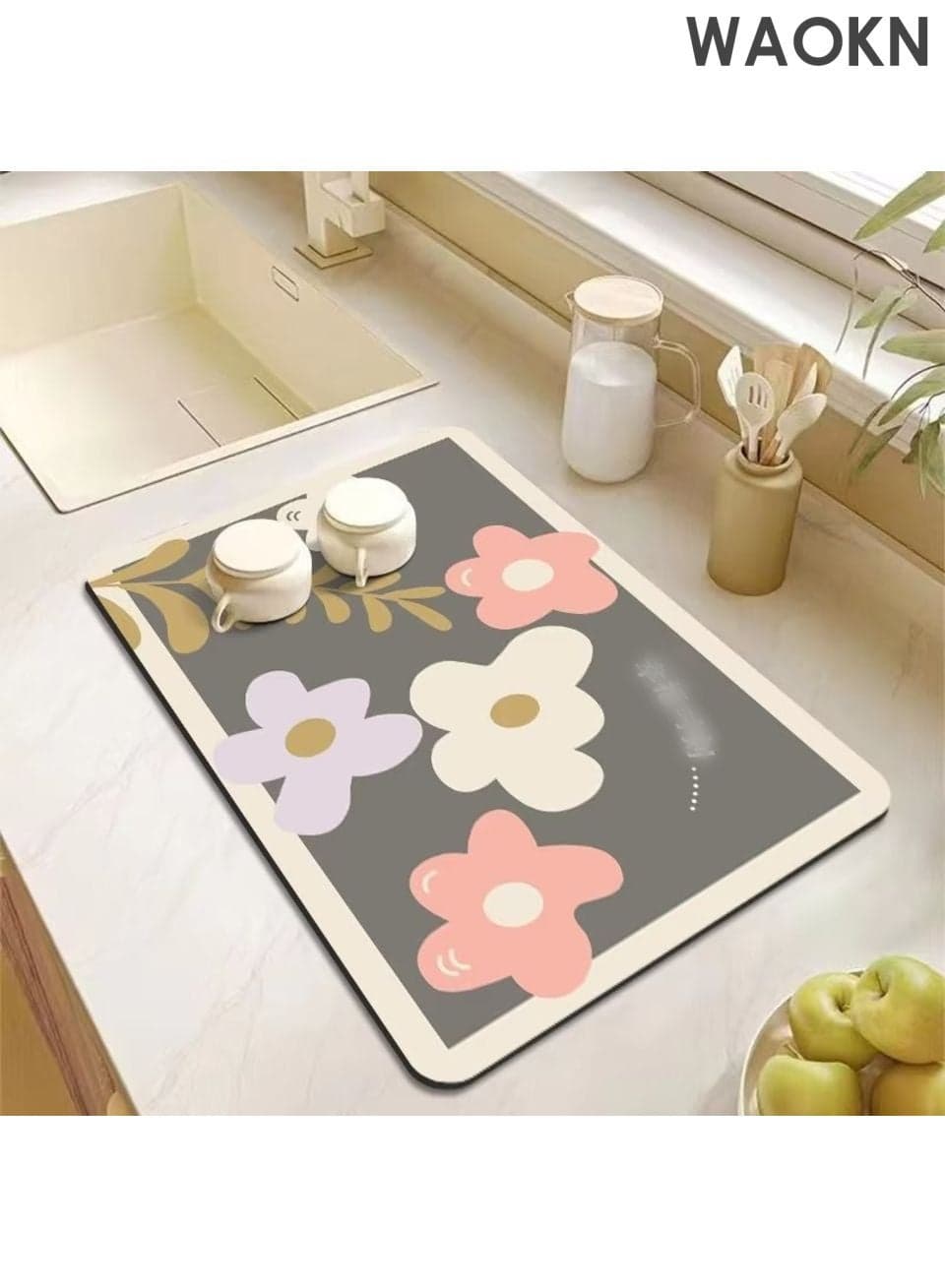 Super absorbent soft non-slip quick Dish Drying Mat for Kitchen Countertops , Water absorbing table mat, heat-resistant and heat-insulating placemat , Diatom mud material , Suitable for kitchen, living room, study, dining room ,40*60cm .