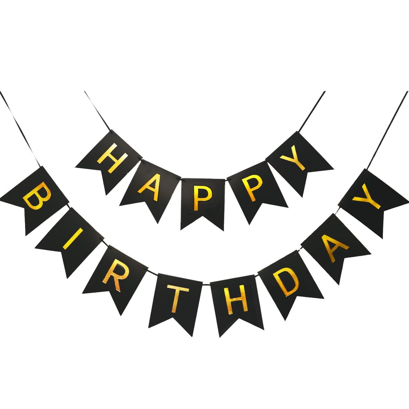 Large Happy Birthday Banner 6378 inches Happy Birthday Bunting Banner with Shiny Gold Letters Black Gold Birthday Party Decorations for Any Agess Party Supplies with 13 Cards a Ribbon