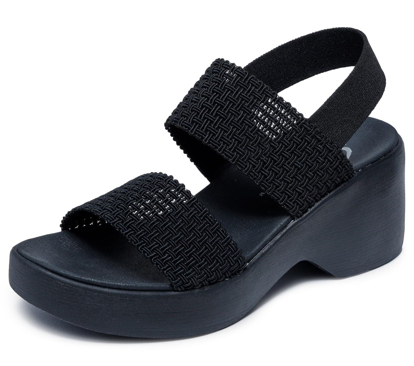 Skechers Women's CALI DAY, Woven Stretch Double Band Sling Back, Black/Black, 10M