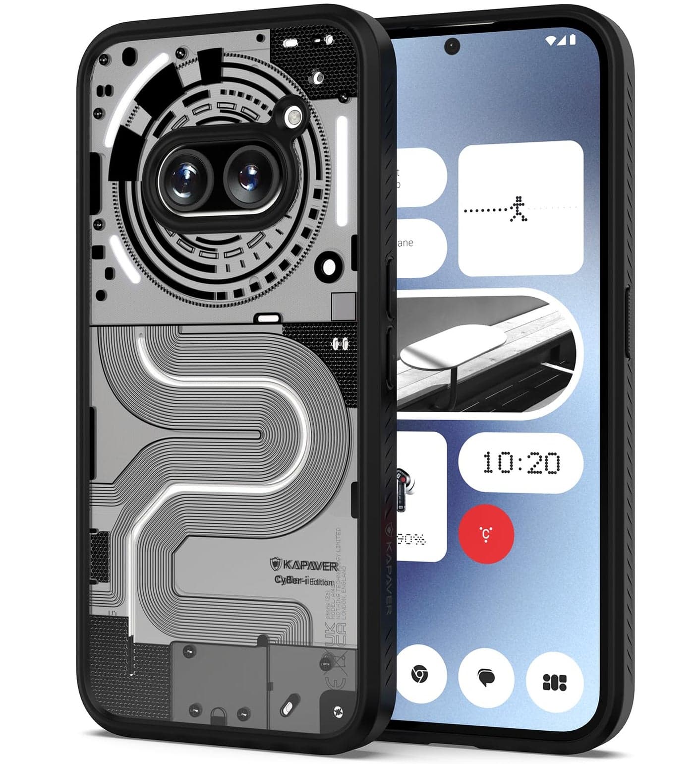 KAPAVER Thermoplastic Polyurethane Impulse Series Desginer Back Cover Case For Nothing Phone 2A 5G / Nothing Phone 2A Plus 5G (Cyber-I Black)