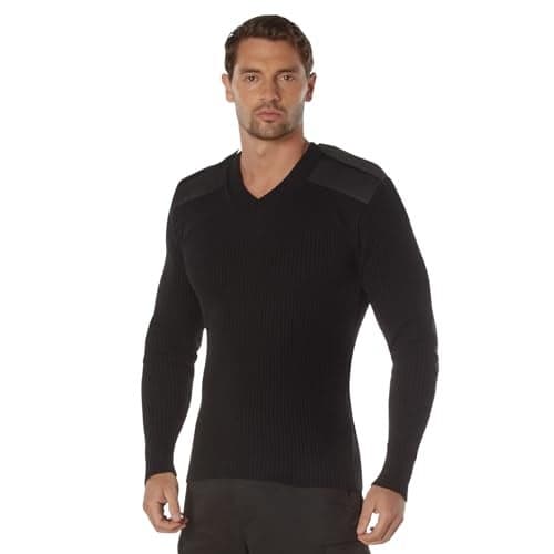 Rothco Acrylic V-Neck Sweater – Active-Duty Approved Warmth with Rugged Style – Black – L