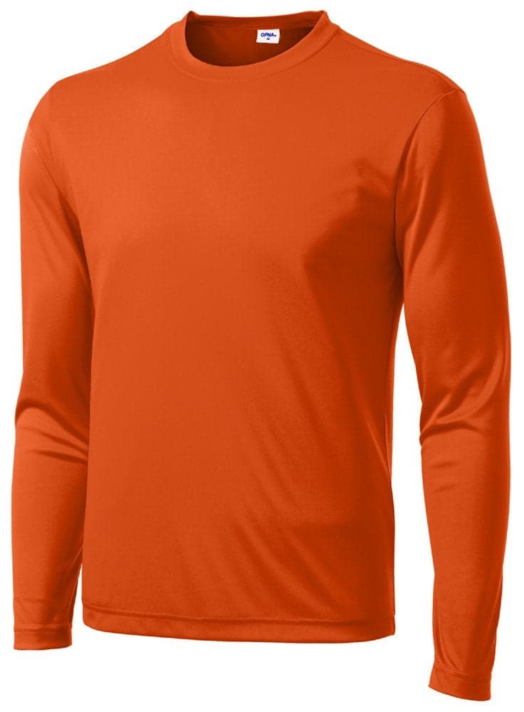 Men's Long Sleeve Moisture Wicking Athletic Shirts, Dry Fit Long Sleeve UV Protection Shirts Men for Workout, Running, Hiking Orange