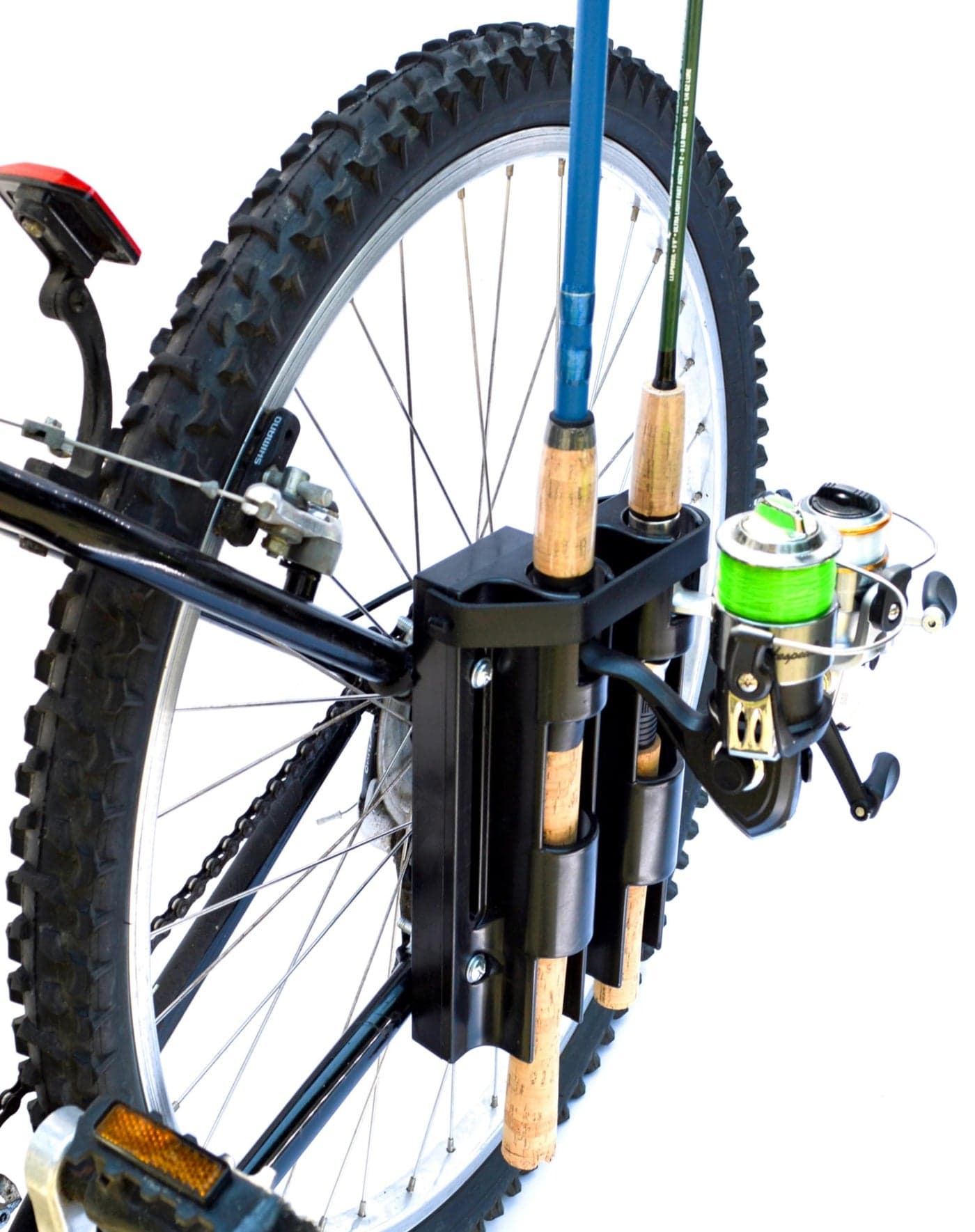 Fishing Rod Holder For Bike, Very Easy Mounting to Bike, Secures 2 Rods for Bicycle Fishing