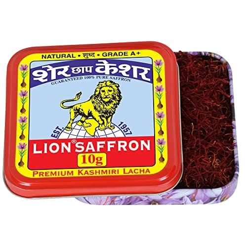 LION BRAND SAFFRON 10g, Lacha Kashmir Saffron/Kesar for Biryani, Pooja, Food and Milk - (Pack of 1, 10gm/10 grams)