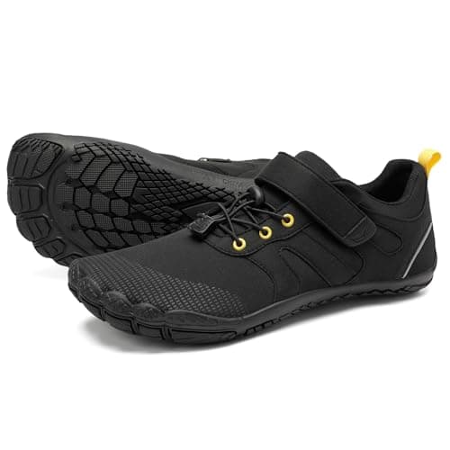 Grand Attack Barefoot Shoes Men Wide Toe Box Zero Drop Men's Trail Running Cross-Trainer Wrestling Boxing Weightlifting Walking Shoes All Black Size 10