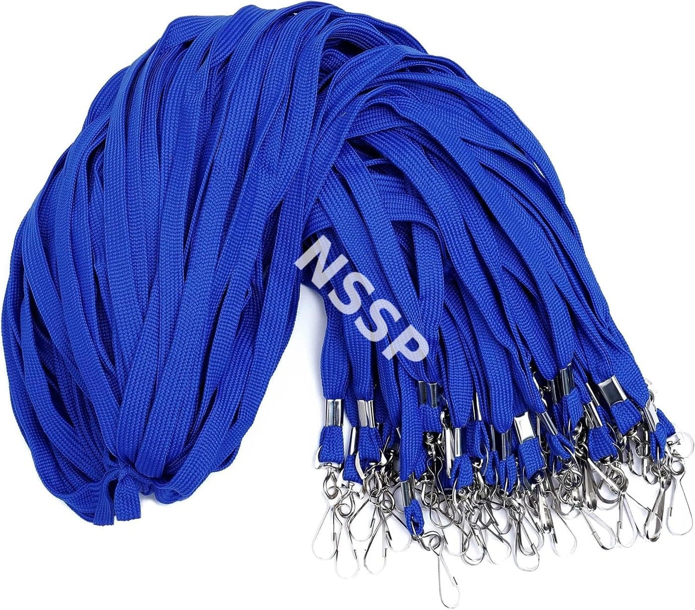 NSSP Tubeless Flat Lanyard ID Badge Lanyards with Swivel J-Hook for ID Name Tags and Badge Holders (Blue) Pack of 15