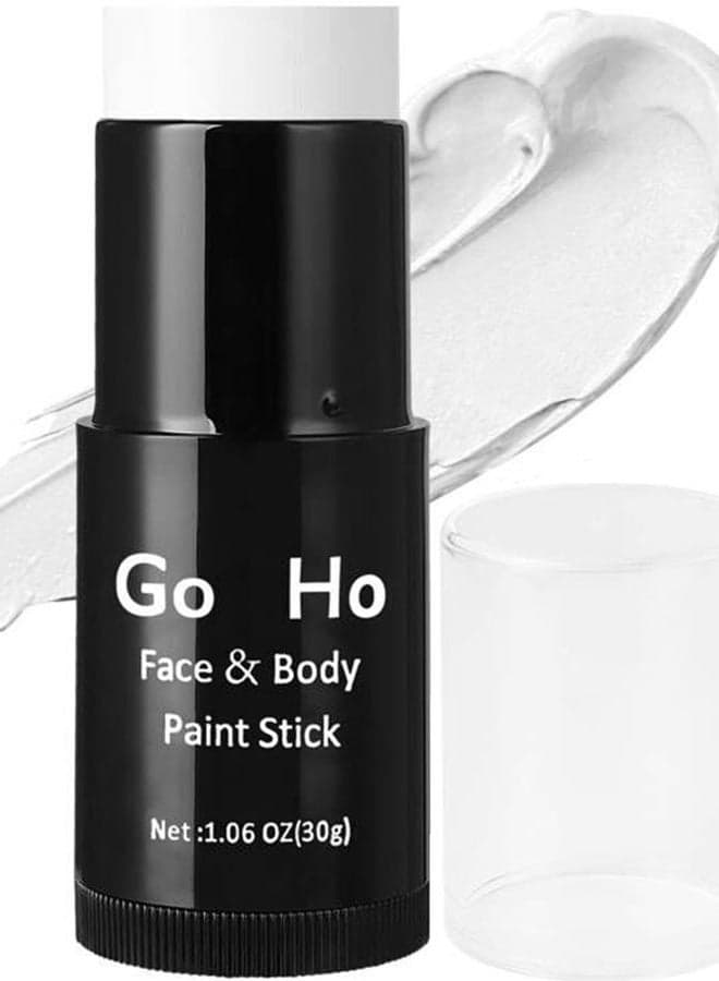 Cream-Blendable Clown White Face Paint Stick,Full-coverage Waterproof White Body Paint for Halloween Cosplay Jokester Zombie Vampire Skeleton Clown SFX Makeup,White Eye Black Stick