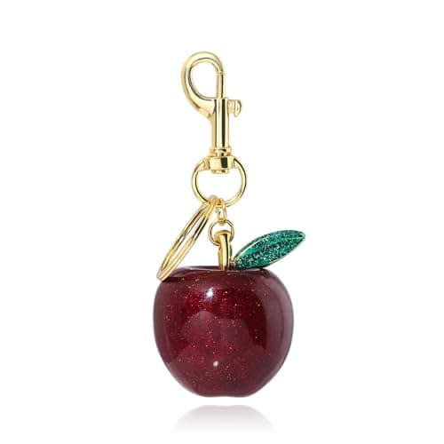 SORGERLY Apple Bag Charm Keychain - Gold Key Chain, Cute Purse Handbags Fruit Accessories - Birthday Gift for Women Teacher (Green)