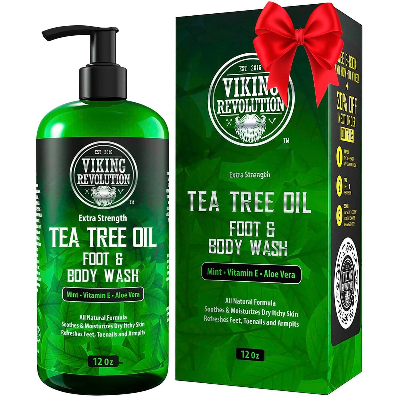 Viking Revolution Tea Tree Body Wash Soap for Men Helps Athletes Foot Jock Itch Eczema Body Odors Extra Strength Tea Tree Oil Mens Body and Foot Wash