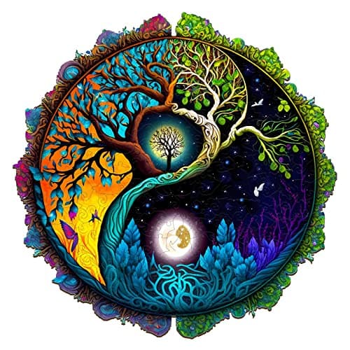 Jigfoxy Wooden Puzzles for Adults Tree of Life Wooden Jigsaw Puzzles Unique Zen Shape Puzzles Christmas Thanksgiving Gifts for Family FriendM118 118in200psc
