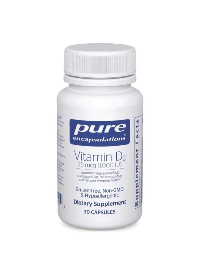 Vitamin D3 25 mcg (1,000 IU) - Supplement to Support Bone, Joint, Breast, Heart, Colon & Immune Health - with Premium Vitamin D - 30 Capsules