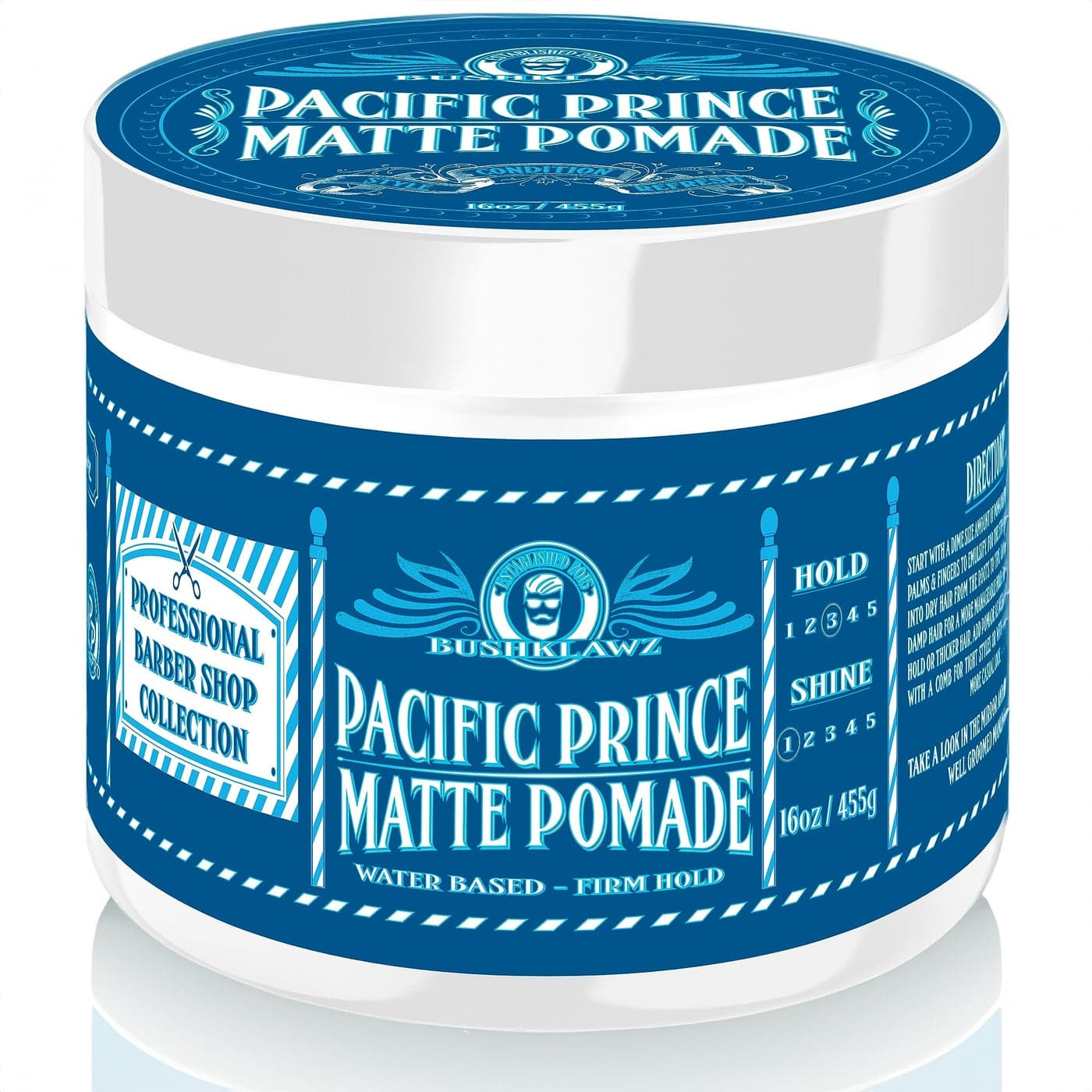 Pacific Prince Matte Pomade 455g16oz Water Based Firm Hold Easy Wash No Build Up for Tight Styles Mens Styling Smells Great