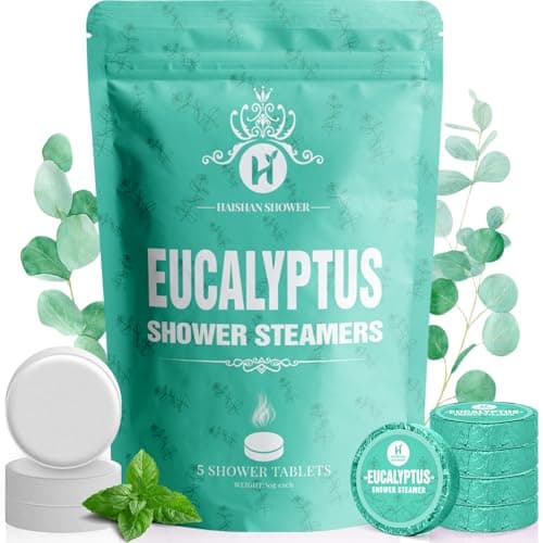 Shower Steamers Aromatherapy Fathers Day Gift for Dad Husband from Wife Daughter Organic Eucalyptus Mint Essential Oil 5Pack Shower Bombs Birthday Gifts for Women Men Wife Relaxation Home SPA