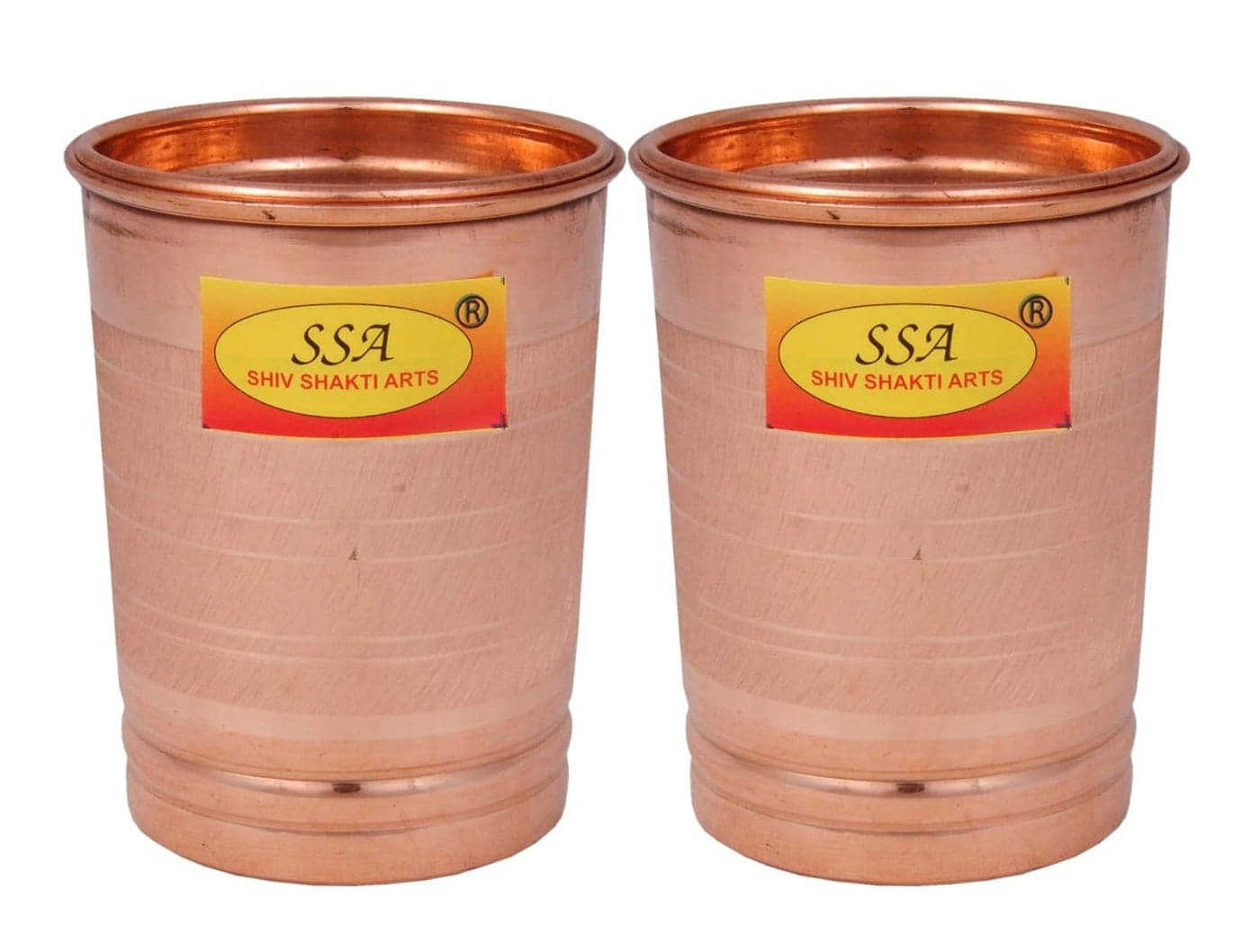 Shiv Shakti Arts Pure It 100 Pure Seamless Drinking Copper Glass Tumbler with Lid 2 Pieces 300 Ml Each Silver Touch
