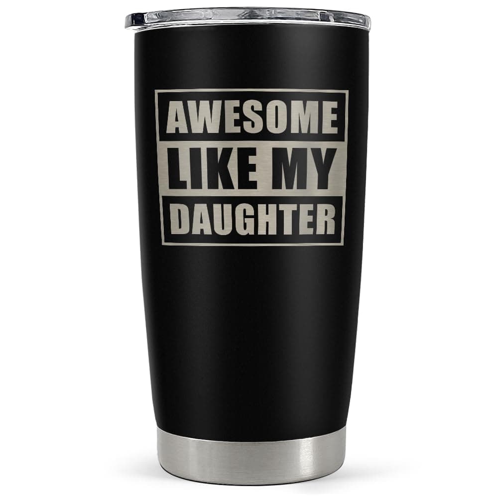 SANDJEST Gift from Daughter to Dad 20oz Tumbler with Lid for Father Insulated Stainless Steel Mug Funny Coffee Mug for Outdoor Travel Sport Office Gifts for Birthday Fathers Day