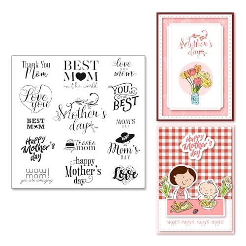 Arrietty Mothers Day Clear Stamp Phrase Words Mother Day Greetings Silicone Clear Stamp Seals for Card Making Scrapbooking Album Decoration