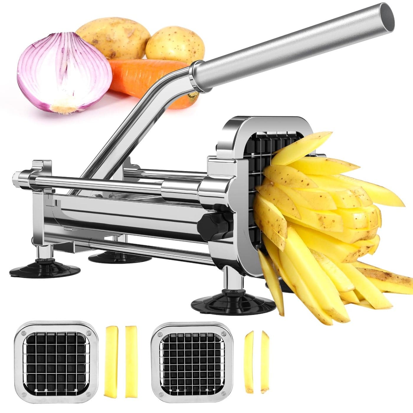 Befano French Fry Cutter Stainless Steel Potato Cutter with 12 Inch and 38 Inch Blades Manual Cutter 12 38 Blade