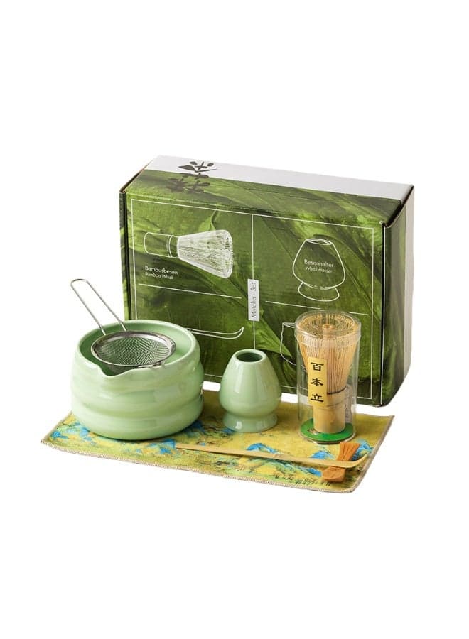 Matcha Tea Set 7Pcs, Include Matcha Bowl, Bamboo Whisk, Scoop, Stainless Steel Tea Sifter, Whisk Holder, Matcha Whisk Set, Japanese Matcha Green Tea Making Kit