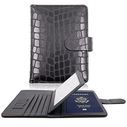 Melsbrinna Rfid Passport Holder for Travel women/Men, Cute Passport Wallet Rfid Blocking Card Slots, Rfid Passport Cover/CaseTravel Wallet, Passport Book Holder (1, Black2)