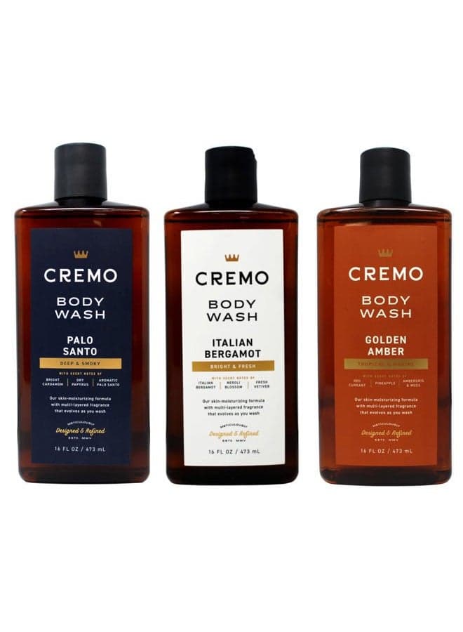 Body Wash Set, 16 FL OZ - Palo Santo, Italian Bergamot, Golden Amber, Skin-Moisturizing Formula, 16 FL OZ Each