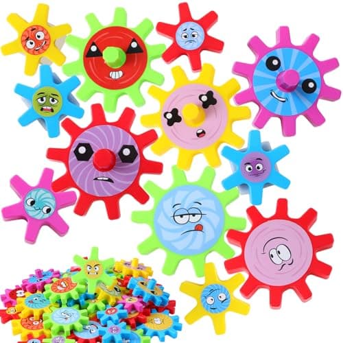 Relaxweex 36 Pcs Magnetic Gears Interchangeable Learn Magnetic Spinning Gears for Magnetism Refrigerator or Whiteboard Emoticon