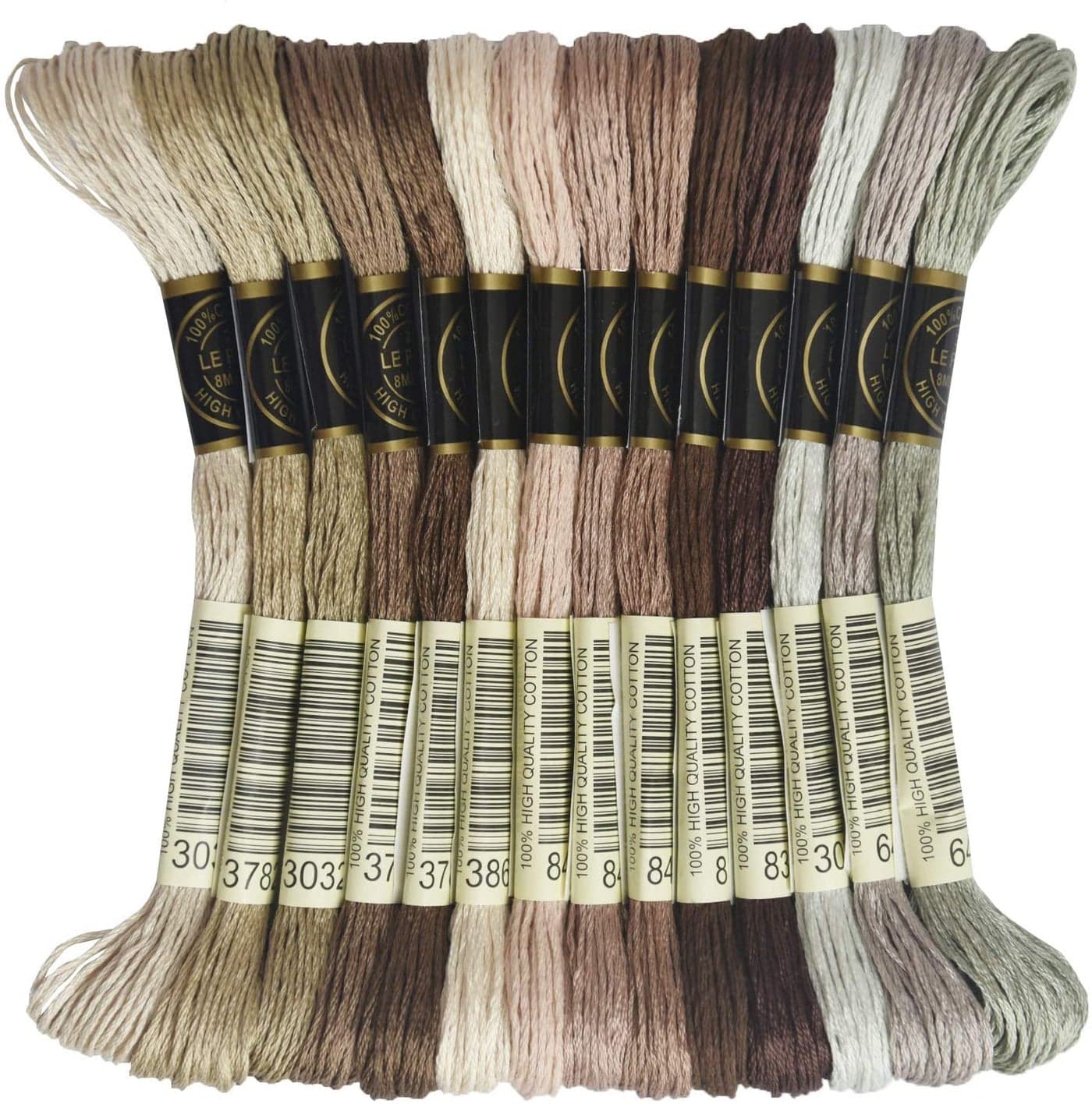Embroidery Floss - Cross Stitch Threads - Friendship Bracelets Floss - Crafts Floss - 14 Skeins Per Pack Embroidery Floss, Light Mocha Brown Gradient
