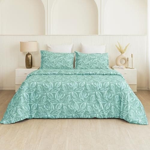 HOMEMONDE Duvet Cover Single Bed 210 TC Soft Cotton Comforter Cover with Corner Ties | Quilt Cover | Rajai Cover | Blanket Cover | Single Bed (60 x 90 Inches) | 1 Piece Duvet Cover | Aqua Blue