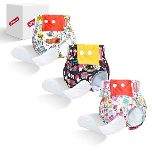 VParents Baby Jumbo Icecream And Rain Print Reusable And Adjustable Cloth Diapers With Ulta Absorbent Insert With 5 Layers- Washable (Pack Of 3)