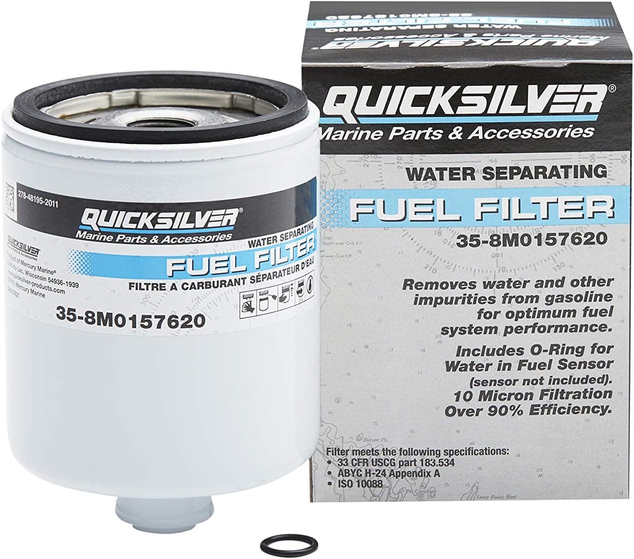 Quicksilver 8M0157620 Water Separating Fuel Filter for Mercury Verado L6 Outboards