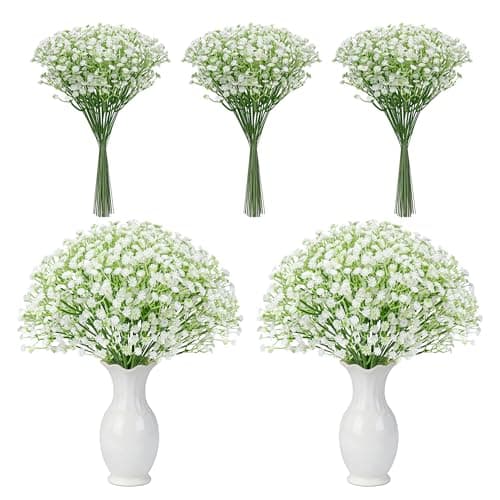 Der Rose 24PCS White Babys Breath Artificial Flowers,11'' Elegant Faux Baby Breath Flowers for Wedding Home Decor, Table Centerpieces & DIY Fake Flowers