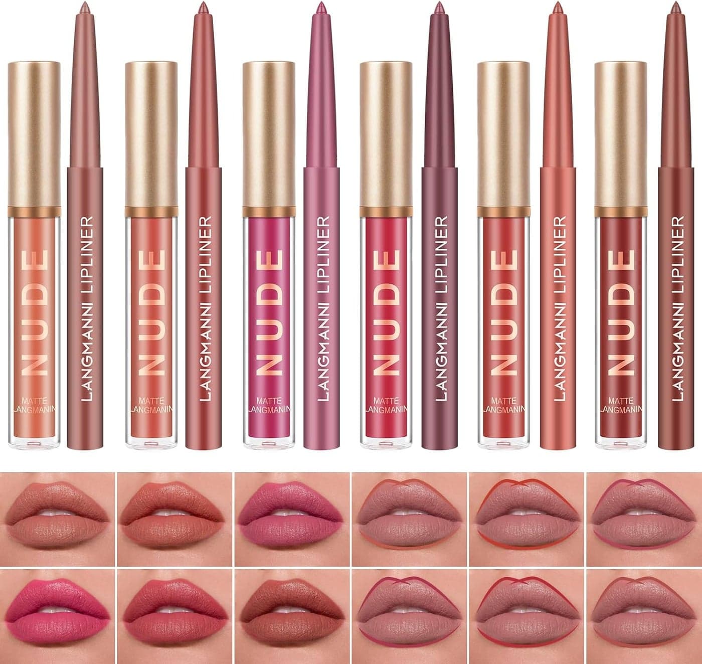 LOPHE Lip Makeup Set 12 Pcs Matte Liquid Lipstick with Lipliners Long Lasting NonFading Waterproof Lip Glosses Velvet Lipgloss Kit Cosmetic Gift for Women