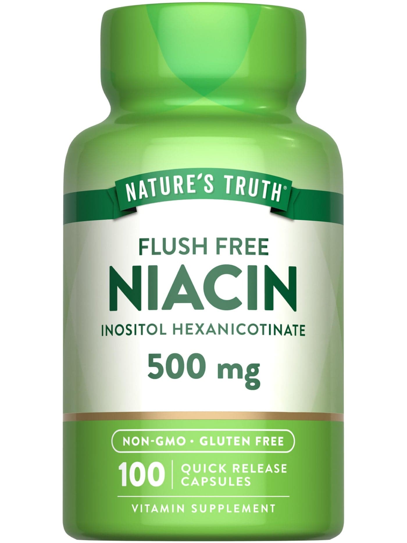 Natures Truth Flush Free Niacin 500mg 100 Capsules NonGMO Gluten Free Supplement