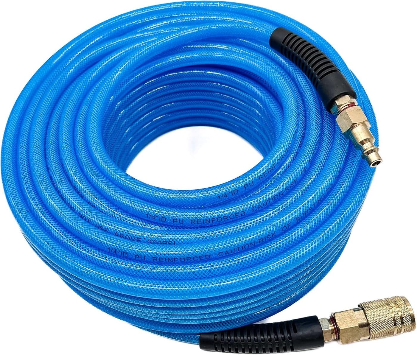 SYXQT Polyurethane (PU) 1/4-Inch x 50FT Reinforced Air Hose with Quick Coupler and Plug