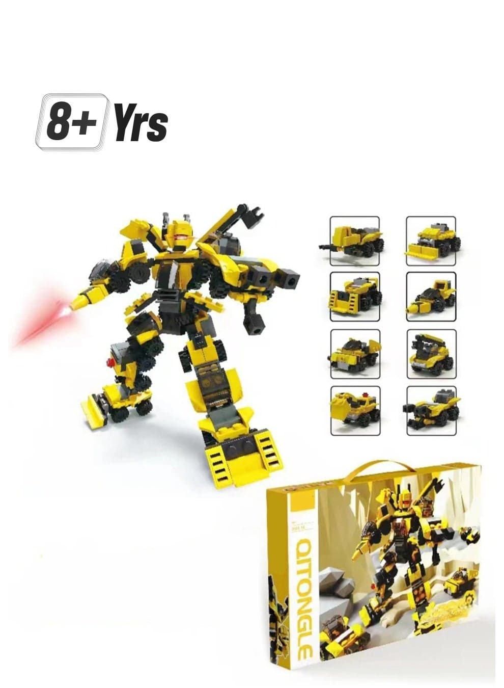 Children's Compatible Small Particle Educational Assembly Toy Building Block Set(8 In 1 Engineering Mecha)